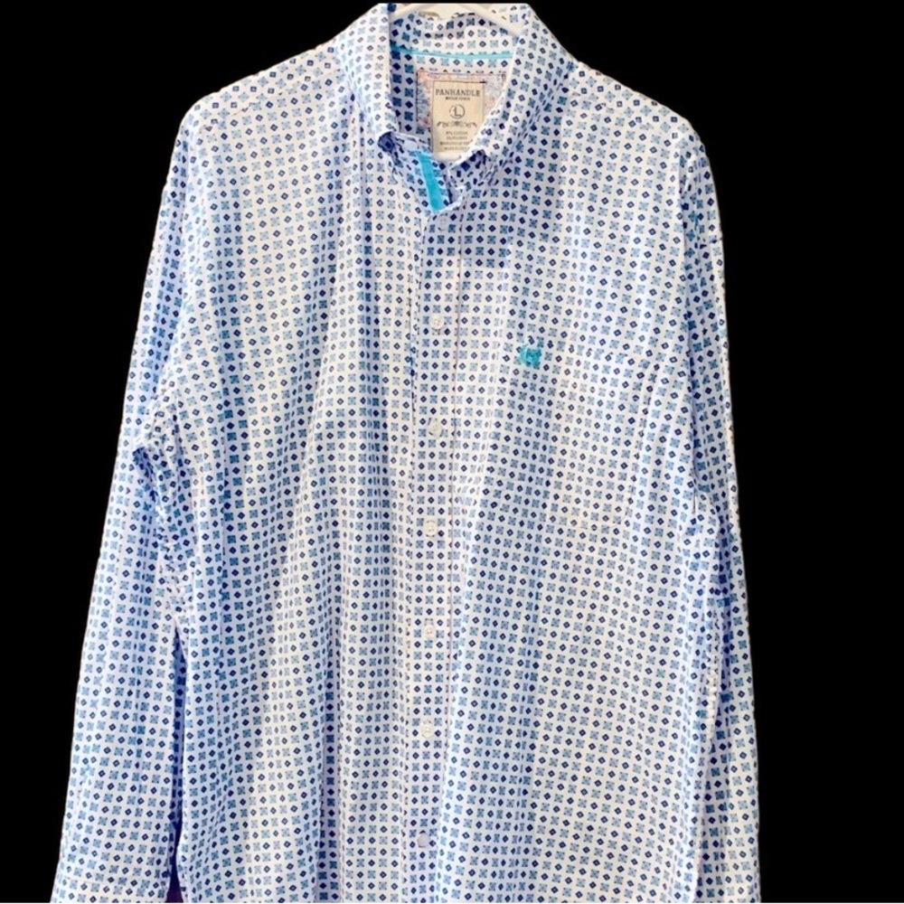 Rough Stock Panhandle Slim Button Down Long Sleeve Shirt Size L